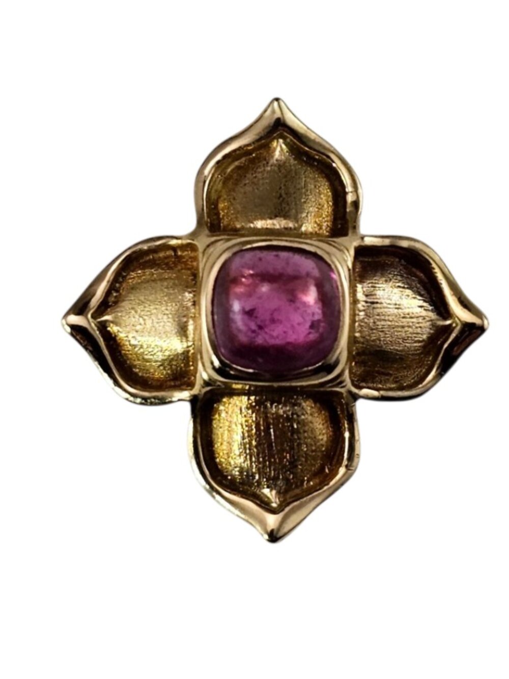 Kara Varian Baker 18K Yellow Gold Floral Cabochon Ring Size 4.5 #24970
